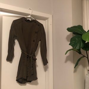 Zara Army Green Belted Dress